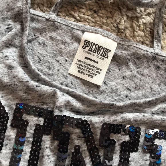 PINK | grey sequin tank - Picture 4 of 6